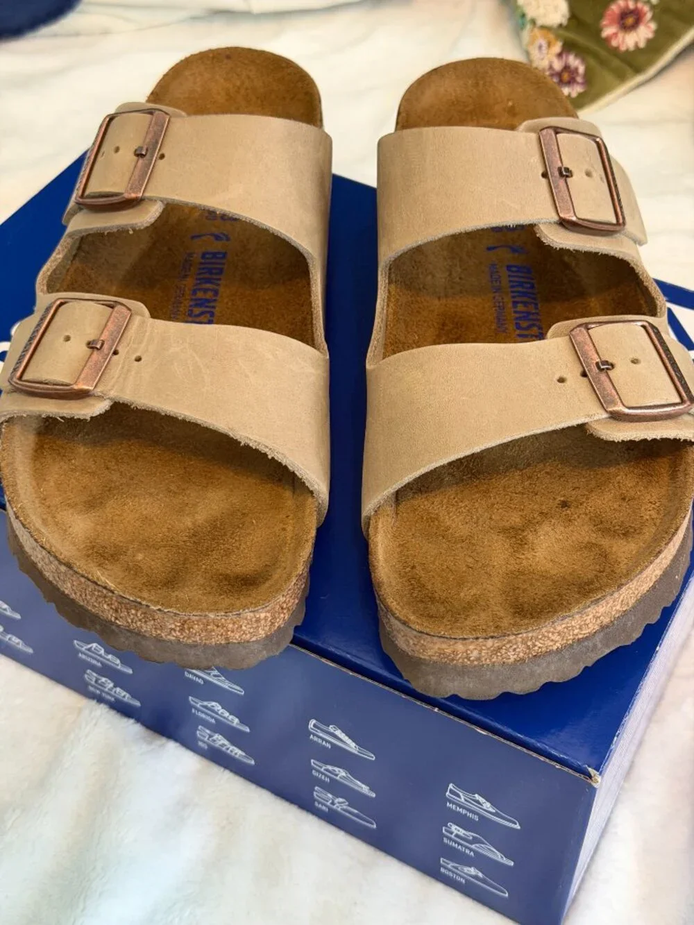 Birkenstock Men’s Arizona Soft Footbed Oiled Leather Sandals – Tobacco Brown – 1